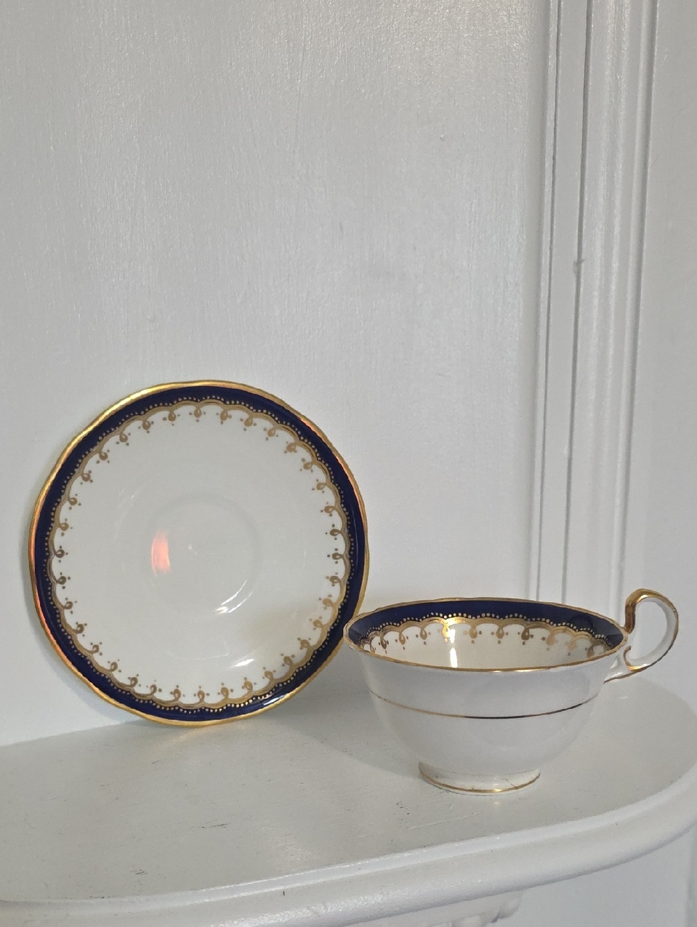 Aynsley – Leighton Cobalt Scalloped – Cup and Saucer, England